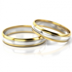 Półokrągłe złote obrączki ślubne dwukolorowe próby 585